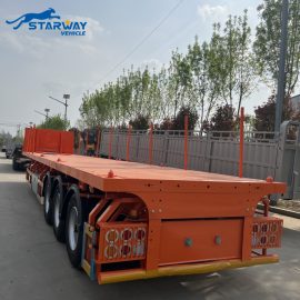 3 Axle 40Ft 60Tons container Flatbed Semi Trailer